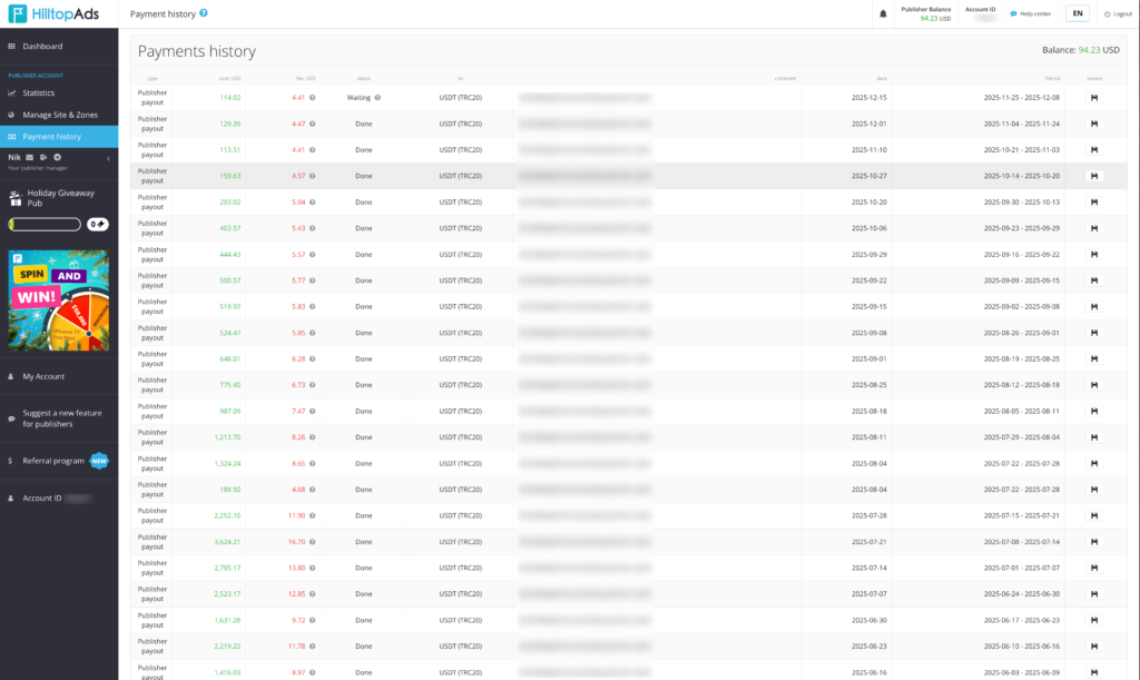 estatísticas de pagamentos $50K+ com X-Traffic e HilltopAds DirectLink | Estudo de caso de editor